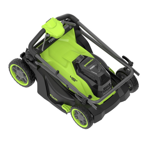 Газонокосилка аккумуляторная Greenworks GD24X2LM411 2x24В, в комплекте АКБ 4А/ч x 2 + ЗУ на 2 слота