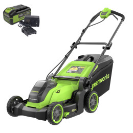 Газонокосилка аккумуляторная Greenworks GD40LM411K4 40В, в комплекте АКБ 4А/ч + ЗУ