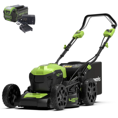 Газонокосилка аккумуляторная Greenworks GD40LM46SPK5 40В, в комплекте АКБ 5А/ч + ЗУ