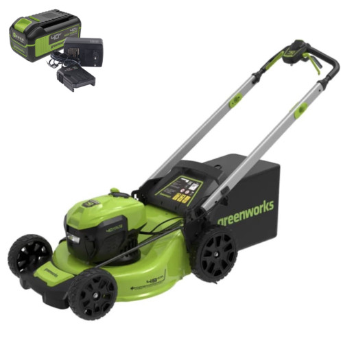 Газонокосилка аккумуляторная Greenworks GD40LM48SPK4 40В, в комплекте АКБ 4А/ч + ЗУ