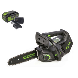Аккумуляторная цепная пила Greenworks GD40TCSK4 40В, в комплекте АКБ 4А/ч + ЗУ