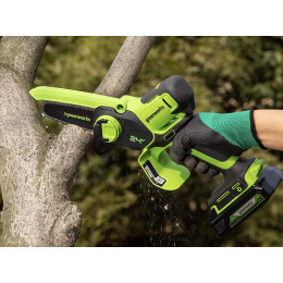 Аккумуляторная цепная мини-пила Greenworks G24MCS10 24В, без ЗУ и АКБ