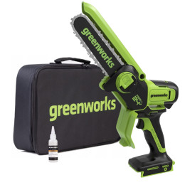 Аккумуляторная цепная мини-пила Greenworks G24CSMNX 24В, без АКБ и ЗУ