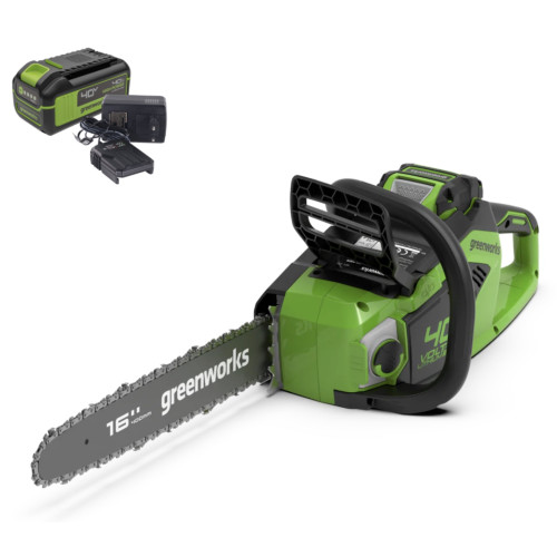 Аккумуляторная цепная пила Greenworks GD40CS18K4 40В, в комплекте АКБ 4А/ч + ЗУ