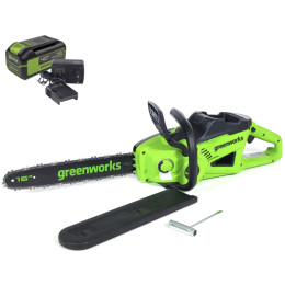 Аккумуляторная цепная пила Greenworks GD40CS20ХK4 40В, в комплекте АКБ 4А/ч + ЗУ