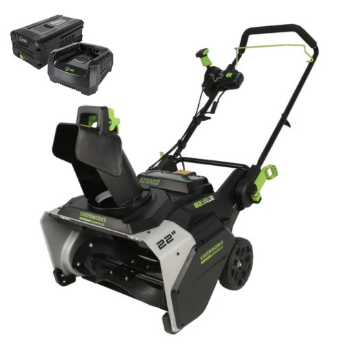 Снегоуборщик аккумуляторный Greenworks 82SN22K5 82В (56 см), в комплекте АКБ 5 А/ч + ЗУ